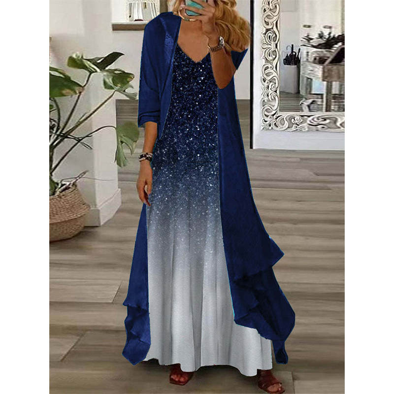 🌸Women's Flowy Printed Dress with Cover-Up Set – Your Perfect Holiday Outfit✨