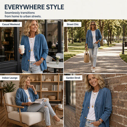 ⌛Limited-time offer-Women's Casual Collarless Button Cardigan Jacket
