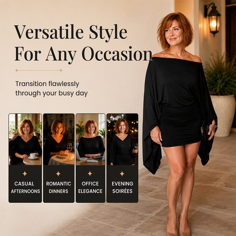 Women's Off-Shoulder Batwing Sleeve Bodycon Dress