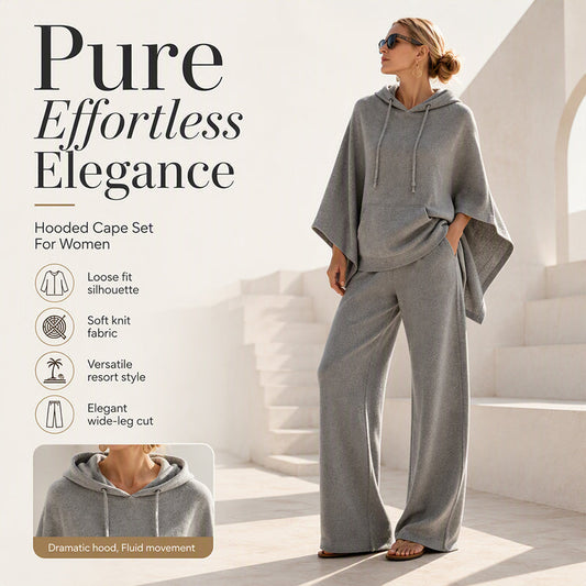 ⌛Limited-time offer-Women's Loose Hooded Cape Top & Wide-Leg Pants Set