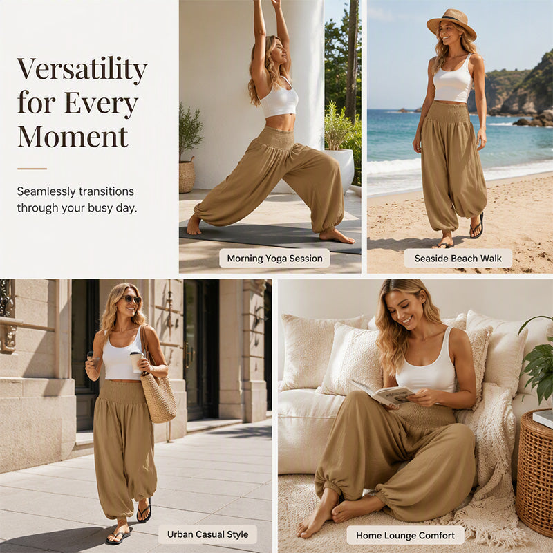 Women's Casual Smocked Waist Harem Pants