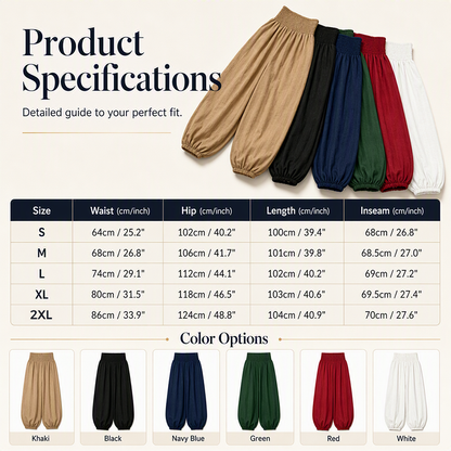 Women's Casual Smocked Waist Harem Pants