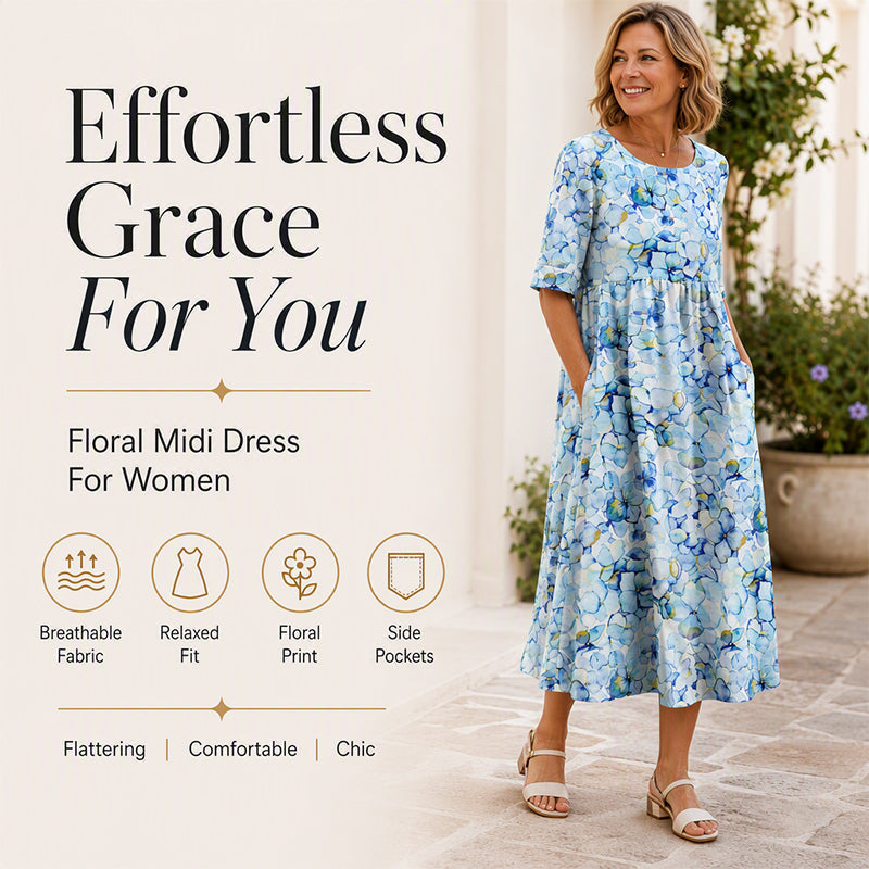 ✨Trending Now 👗 Women's Short Sleeve Printed Dress with Pockets