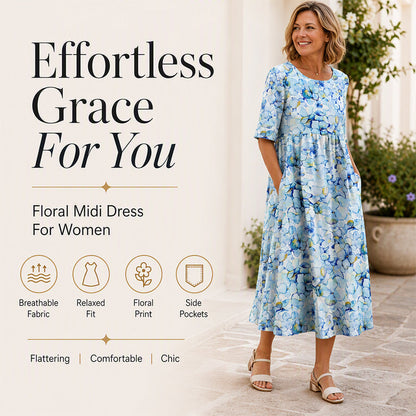 ✨Trending Now 👗 Women's Short Sleeve Printed Dress with Pockets