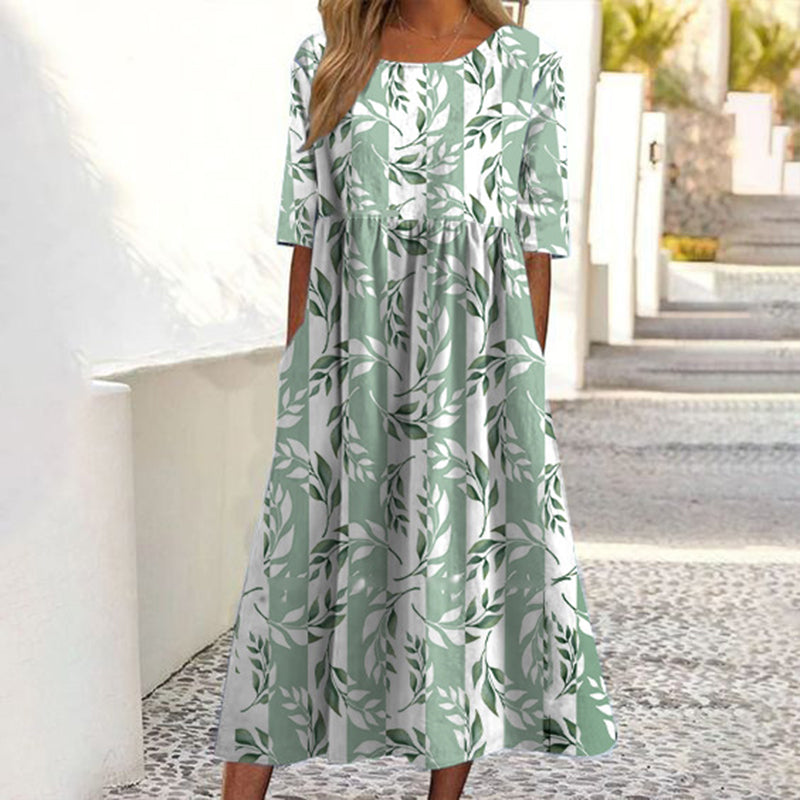 ✨Trending Now 👗 Women's Short Sleeve Printed Dress with Pockets