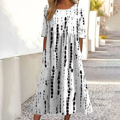 ✨Trending Now 👗 Women's Short Sleeve Printed Dress with Pockets