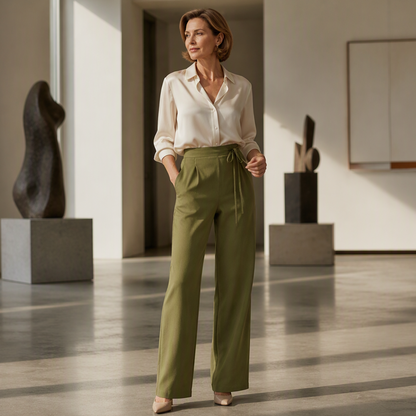 Women's High-Waist Drawstring Straight-Leg Pants