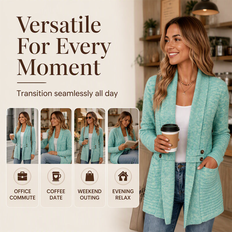 ✨Women's Casual Double-Breasted Knit Cardigan – Elegant Casual Layer For Cosy Everyday Style 🤍
