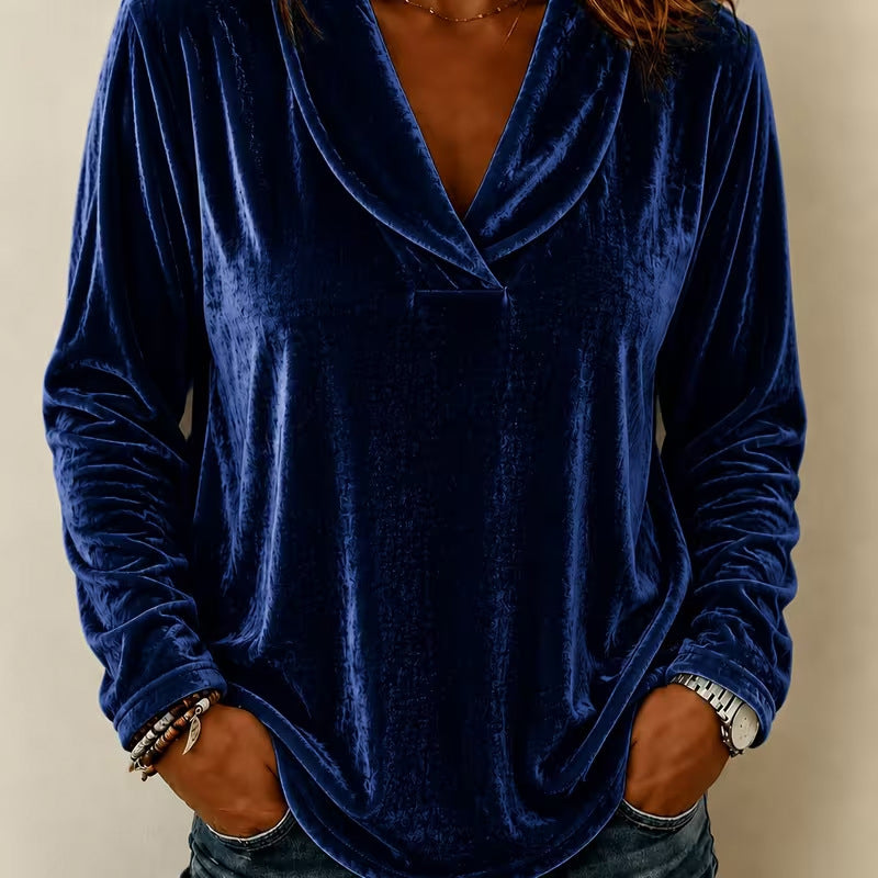Women's Elegant Velvet V-Neck Top