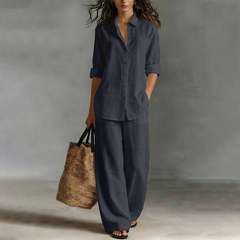 ✨New Arrivals & Special Offers-Women's Casual Shirt & Wide-Leg Pants Set