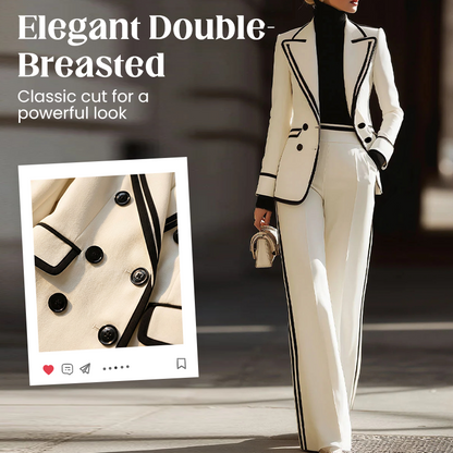 ✨New Arrivals & Special Offers-Women's Contrast Trim Blazer and Pant Set
