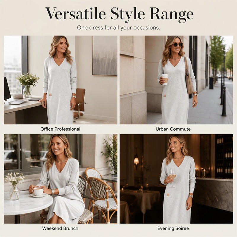 Flattering V-Neck Midi Dress