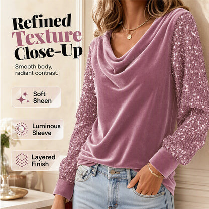 🌸Hot Sale 50% OFF✨Shimmer Velvet Long Sleeve Top
