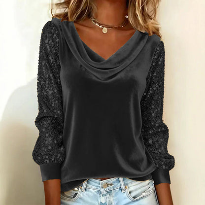 🌸Hot Sale 50% OFF✨Shimmer Velvet Long Sleeve Top
