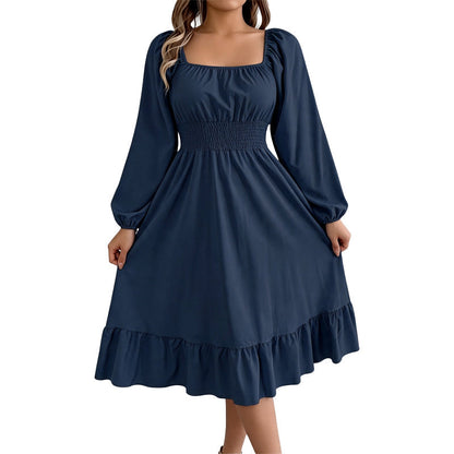 ⌛Limited-time offer-Women's Square Neck Smocked A-Line Dress
