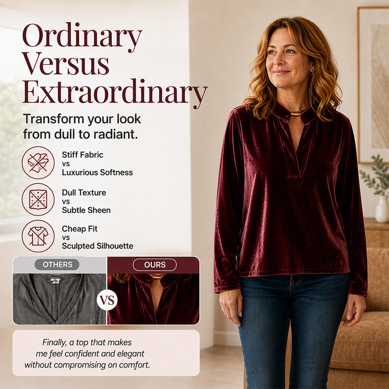 🌸Hot Sale 50% OFF-Women's Elegant Velvet V-Neck Top