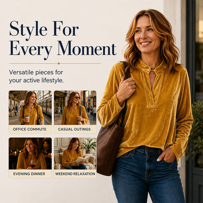 🌸Hot Sale 50% OFF-Women's Elegant Velvet V-Neck Top