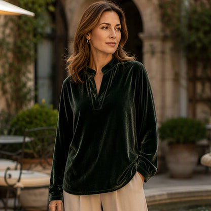 🌸Hot Sale 50% OFF-Women's Elegant Velvet V-Neck Top
