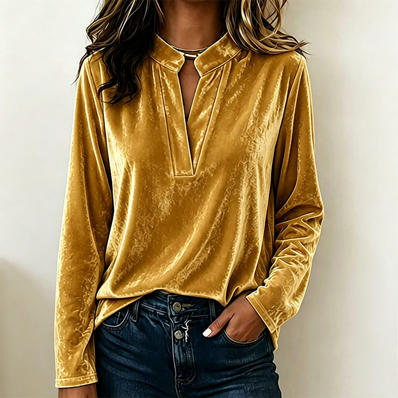 🌸Hot Sale 50% OFF-Women's Elegant Velvet V-Neck Top