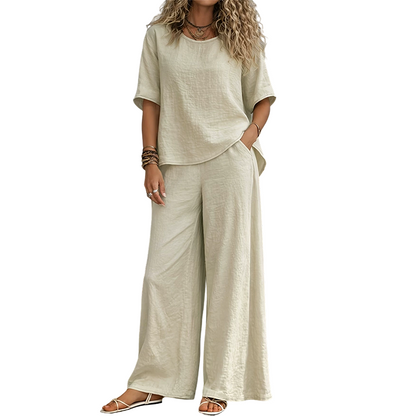 Women's Loose-Fit Top & Wide-Leg Pants Set