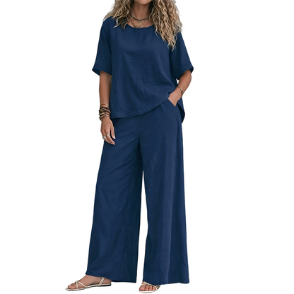 Women's Loose-Fit Top & Wide-Leg Pants Set