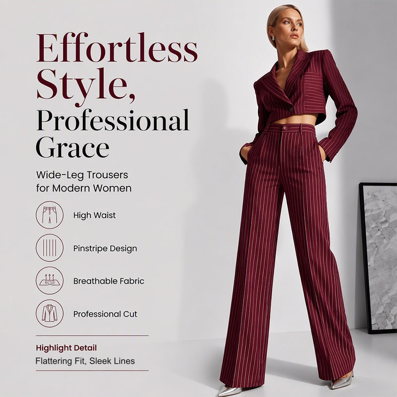 ✨Hot Sale 50% OFF 👖Women's High-Waisted Striped Wide-Leg Pants