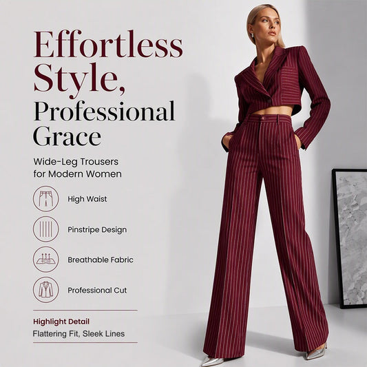 ✨Hot Sale 50% OFF 👖Women's High-Waisted Striped Wide-Leg Pants