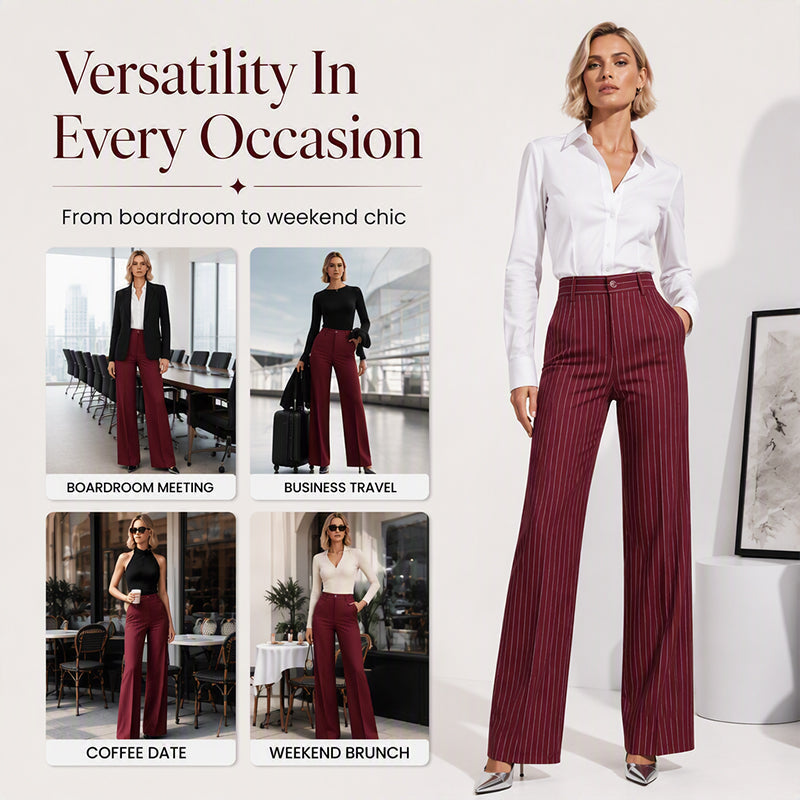 ✨Hot Sale 50% OFF 👖Women's High-Waisted Striped Wide-Leg Pants