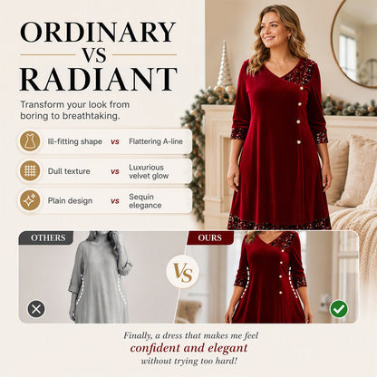 🥂Women's Elegant Sequin V-Neck Dress – Elegant Sparkle For Parties, Events & Special Occasions ✨