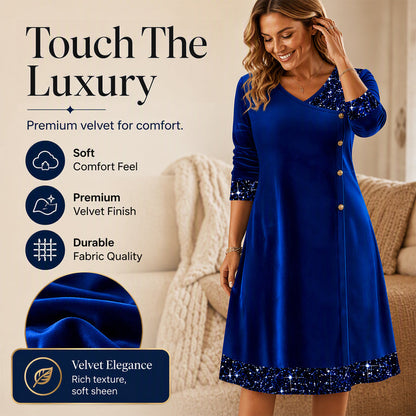 🥂Women's Elegant Sequin V-Neck Dress – Elegant Sparkle For Parties, Events & Special Occasions ✨