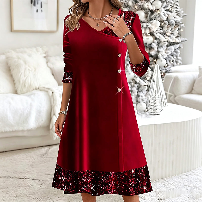 🥂Women's Elegant Sequin V-Neck Dress – Elegant Sparkle For Parties, Events & Special Occasions ✨