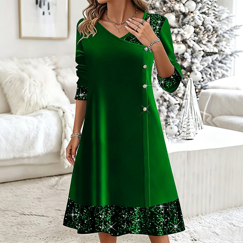 🥂Women's Elegant Sequin V-Neck Dress – Elegant Sparkle For Parties, Events & Special Occasions ✨