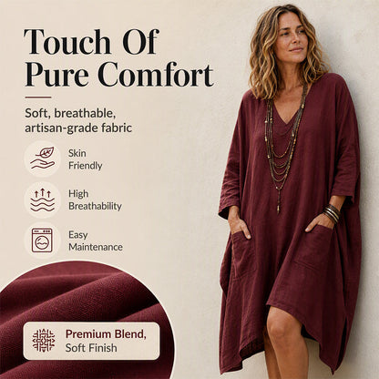 🌸Hot Sale 50% OFF💖Women's Loose V-Neck Asymmetrical Dress