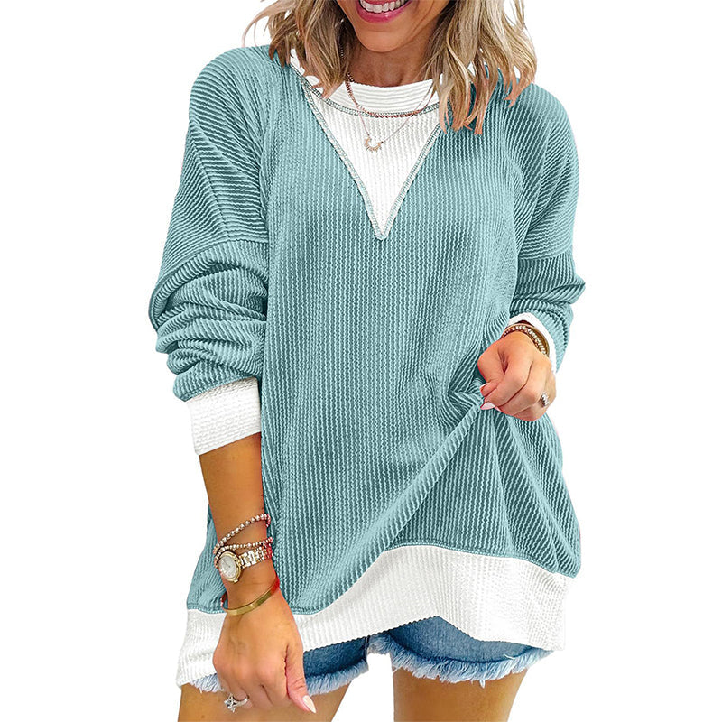 ✨ Women's Colour Block Crew Neck Top – Chic Casual Style With A Comfortable Everyday Fit 🤍