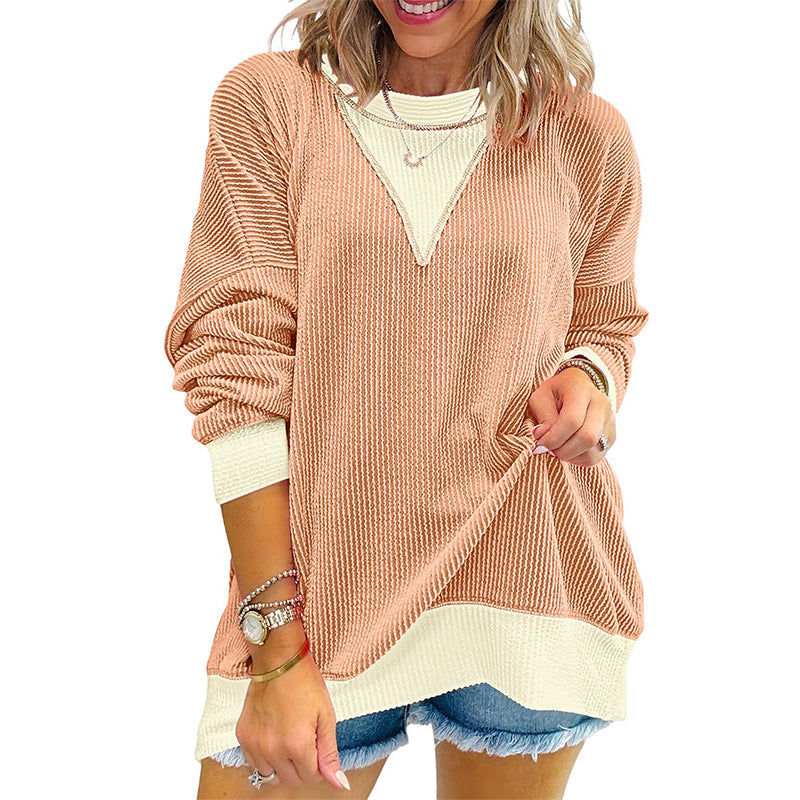 ✨ Women's Colour Block Crew Neck Top – Chic Casual Style With A Comfortable Everyday Fit 🤍