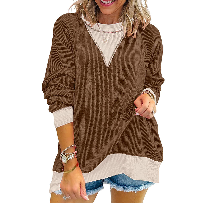 ✨ Women's Colour Block Crew Neck Top – Chic Casual Style With A Comfortable Everyday Fit 🤍