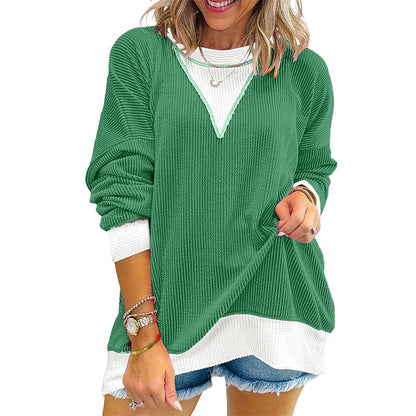 ✨ Women's Colour Block Crew Neck Top – Chic Casual Style With A Comfortable Everyday Fit 🤍