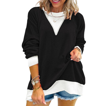 ✨ Women's Colour Block Crew Neck Top – Chic Casual Style With A Comfortable Everyday Fit 🤍