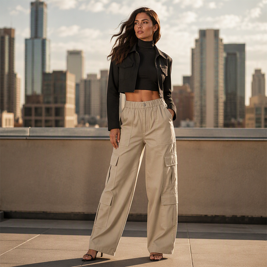 ⏳LIMITED OFFER 70% OFF🌞Women's High Waisted Cargo Pants Relaxed Fit Straight Leg Utility Trousers with Pockets