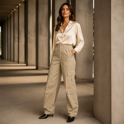 ⏳LIMITED OFFER 70% OFF🌞Women's High Waisted Cargo Pants Relaxed Fit Straight Leg Utility Trousers with Pockets