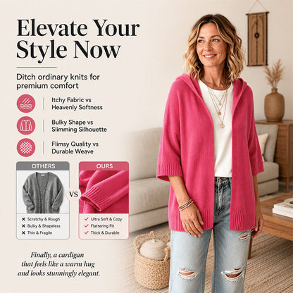 🔥Hot Sale 50% OFF✨ Women's 3/4 Sleeve Hooded Knit Cardigan – Soft Lightweight Layer For Effortless Everyday Style 🤍