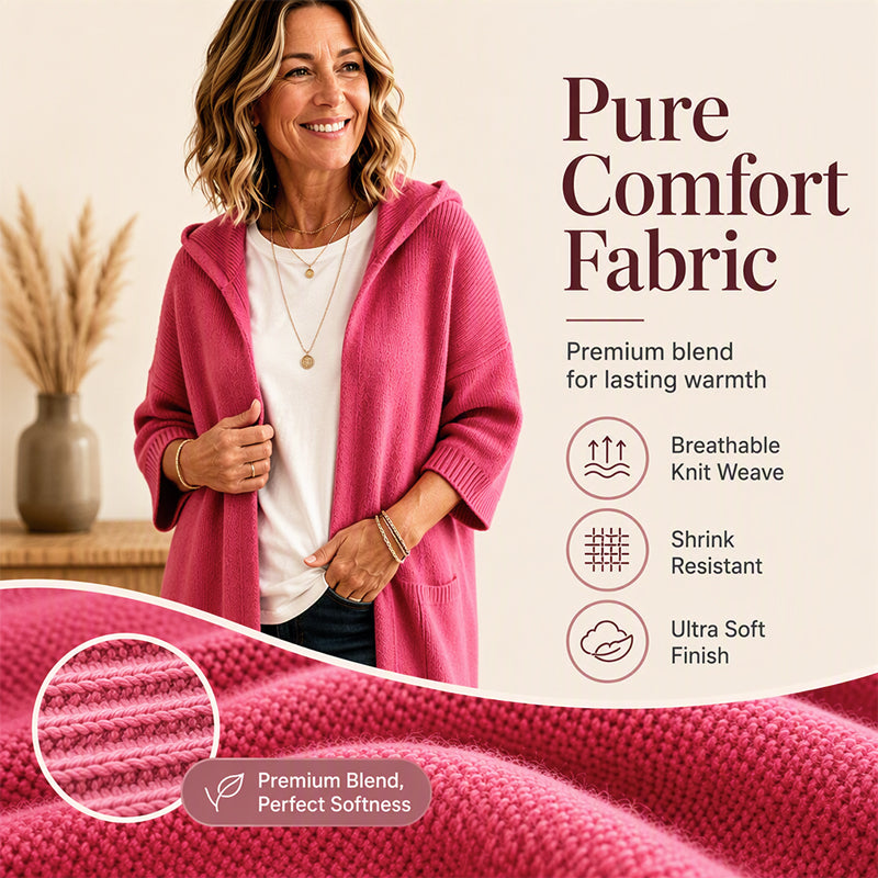 🔥Hot Sale 50% OFF✨ Women's 3/4 Sleeve Hooded Knit Cardigan – Soft Lightweight Layer For Effortless Everyday Style 🤍