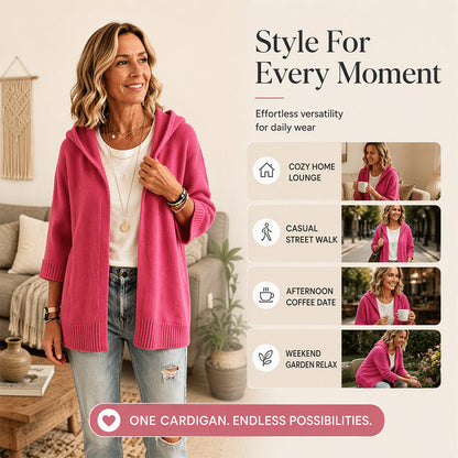 🔥Hot Sale 50% OFF✨ Women's 3/4 Sleeve Hooded Knit Cardigan – Soft Lightweight Layer For Effortless Everyday Style 🤍
