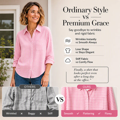 Women's Plaid Long Sleeve Button-Down Shirt