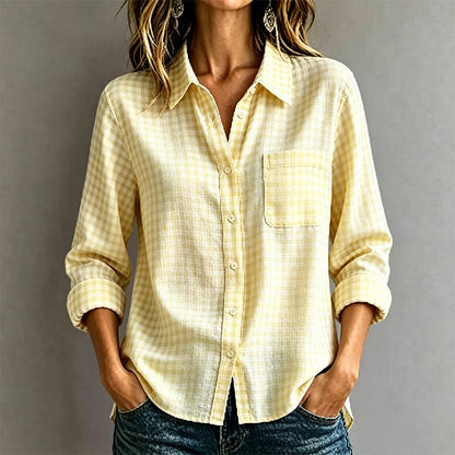 Women's Plaid Long Sleeve Button-Down Shirt