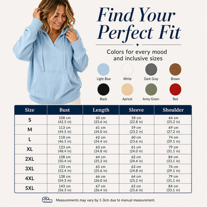 Women's Casual Solid V-Neck Hooded Sweater