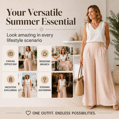 👖 Women's Loose Flowy Wide-Leg Pants– Relaxed Fit Everyday Pants For Effortless Comfort & Style 🤍