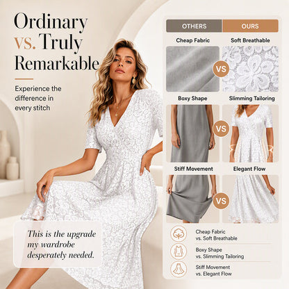 🌸Hot Sale 50% OFF💖Women's Elegant V-Neck Lace Dress