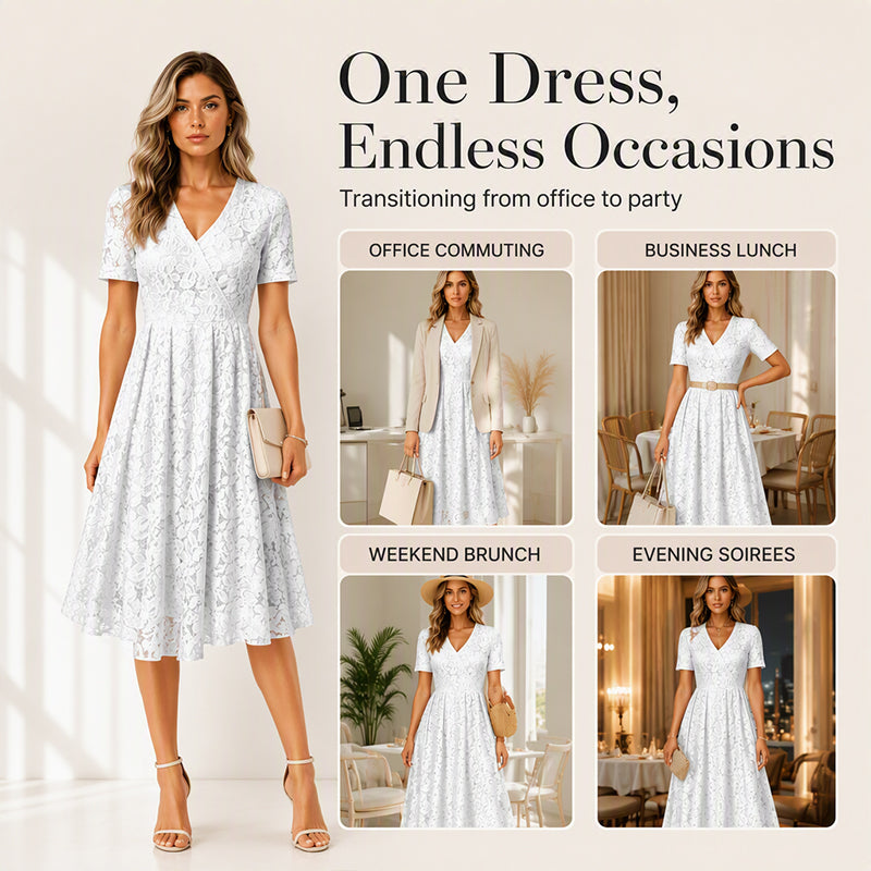 🌸Hot Sale 50% OFF💖Women's Elegant V-Neck Lace Dress