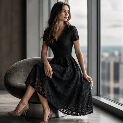 🌸Hot Sale 50% OFF💖Women's Elegant V-Neck Lace Dress